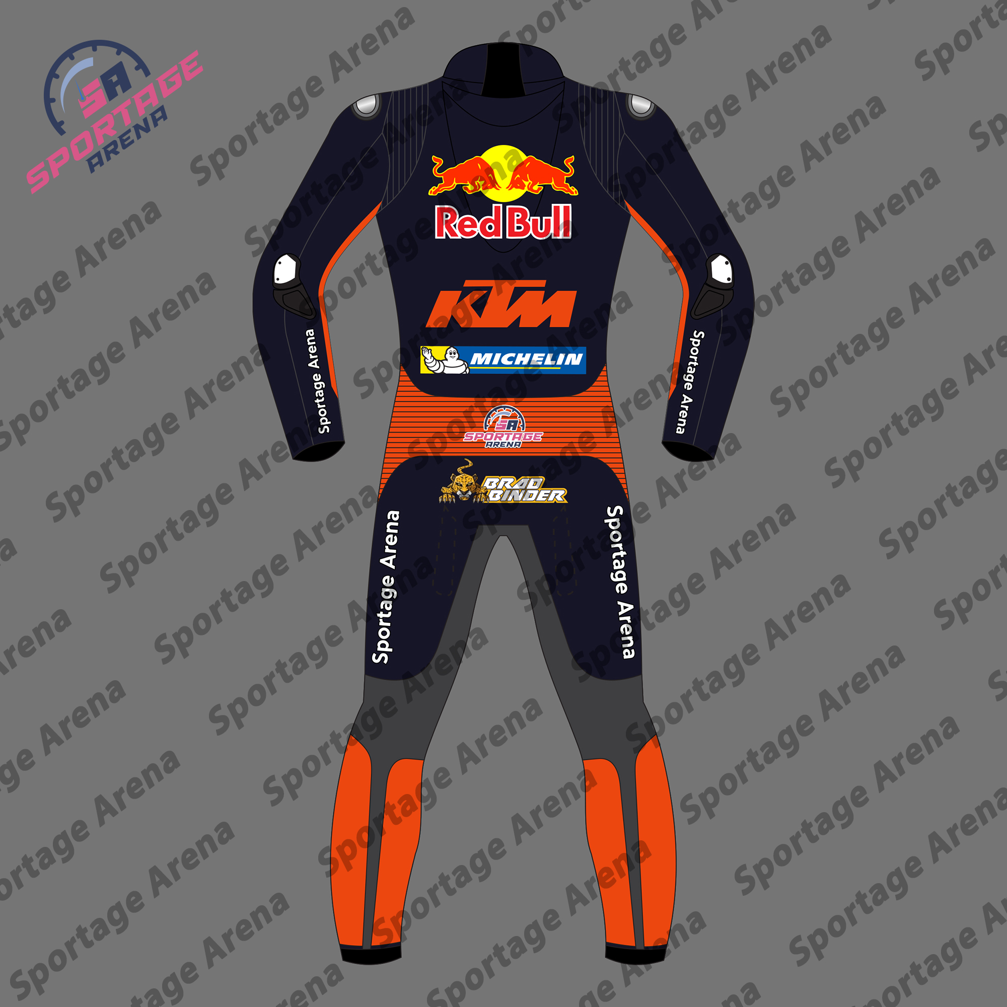 Brad Binder MotoGP 2023 Red bull KTM Racing Leather Suit Back Brad Binder MotoGP 2023 Red bull KTM Racing Leather Suit Back