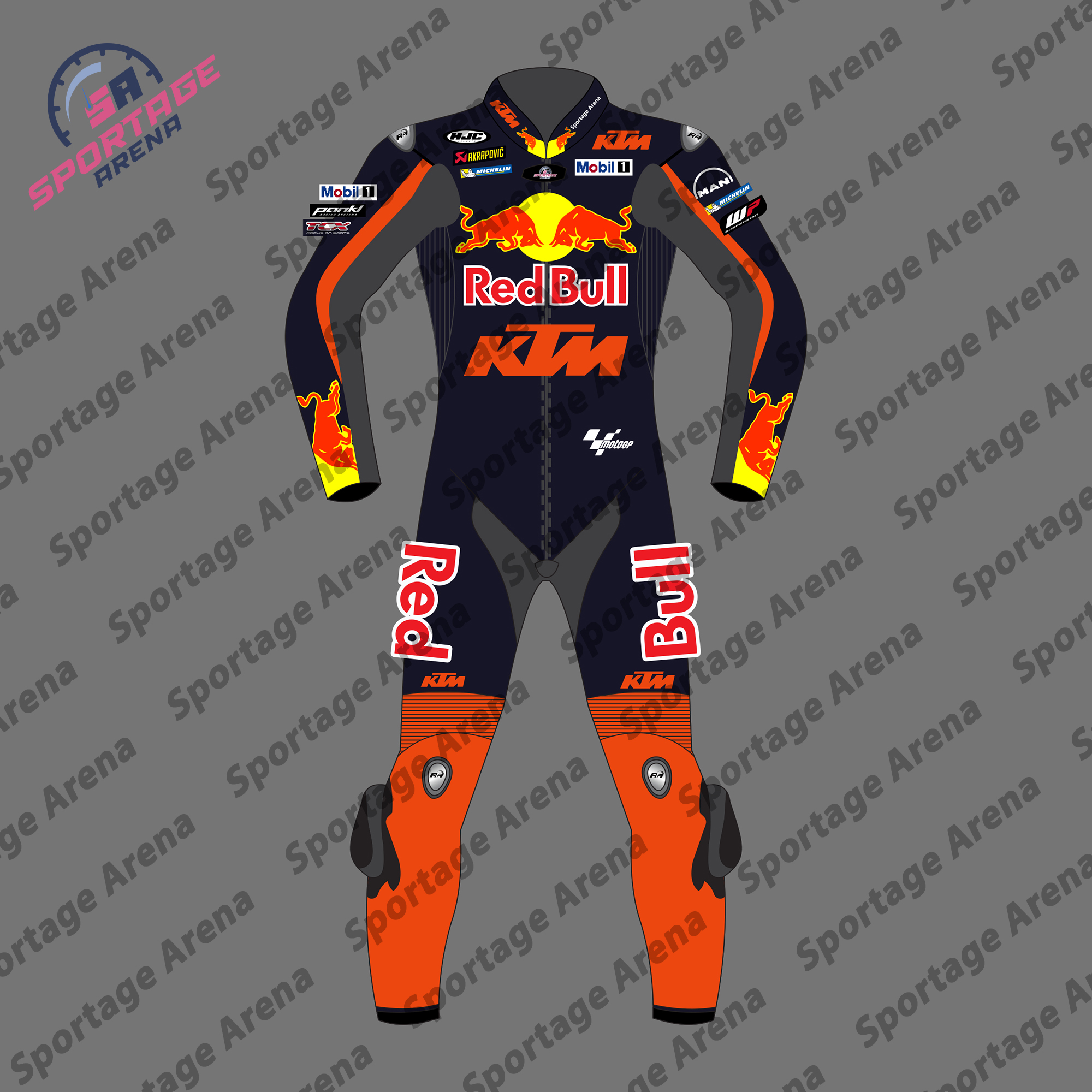 Brad Binder MotoGP 2023 Red bull KTM Racing Leather Suit Front Brad Binder MotoGP 2023 Red bull KTM Racing Leather Suit Front