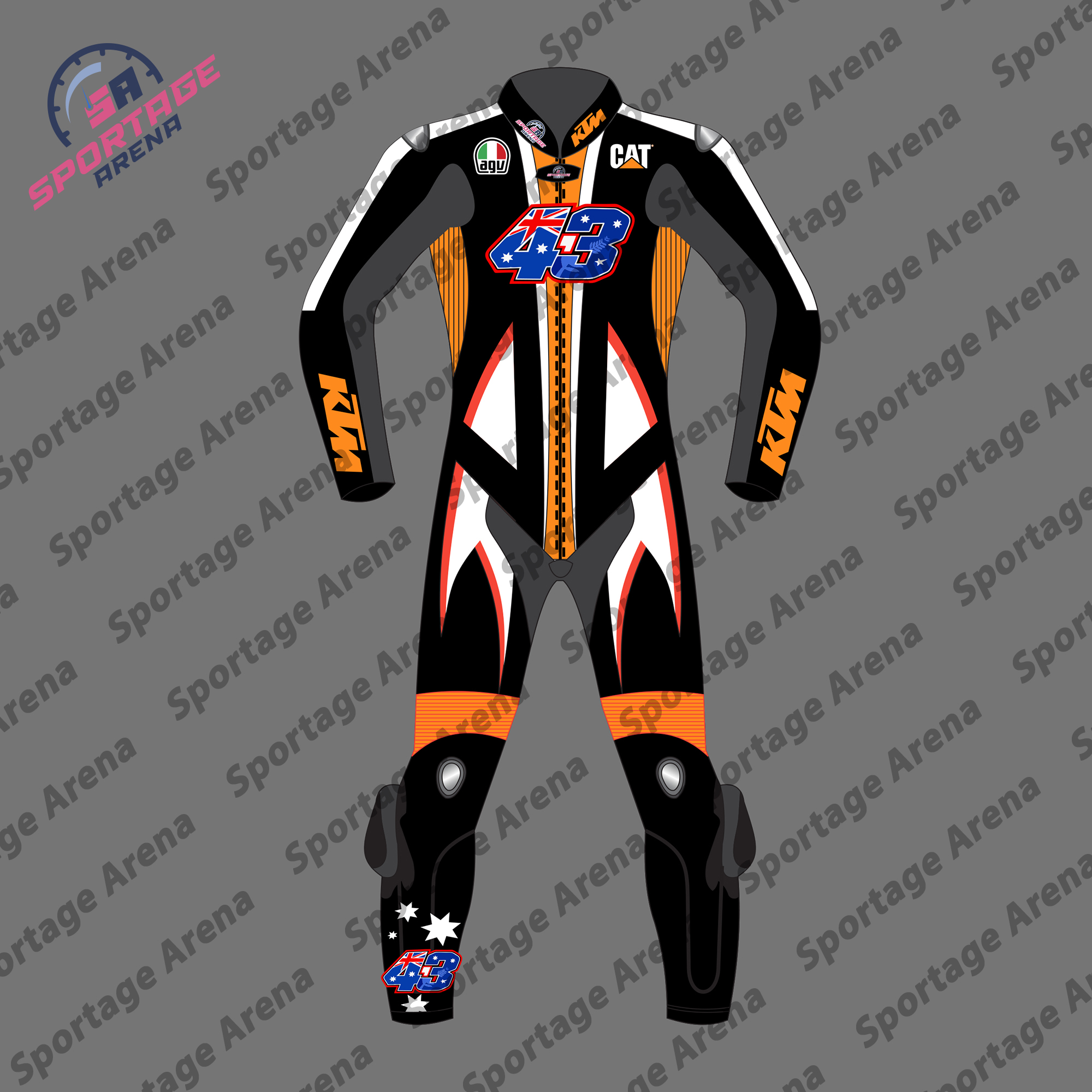 Jack Miller KTM MotoGP Winter Test 2023 Motorbike Racing Leather Suit Front Jack Miller KTM MotoGP Winter Test 2023 Motorbike Racing Leather Suit Front