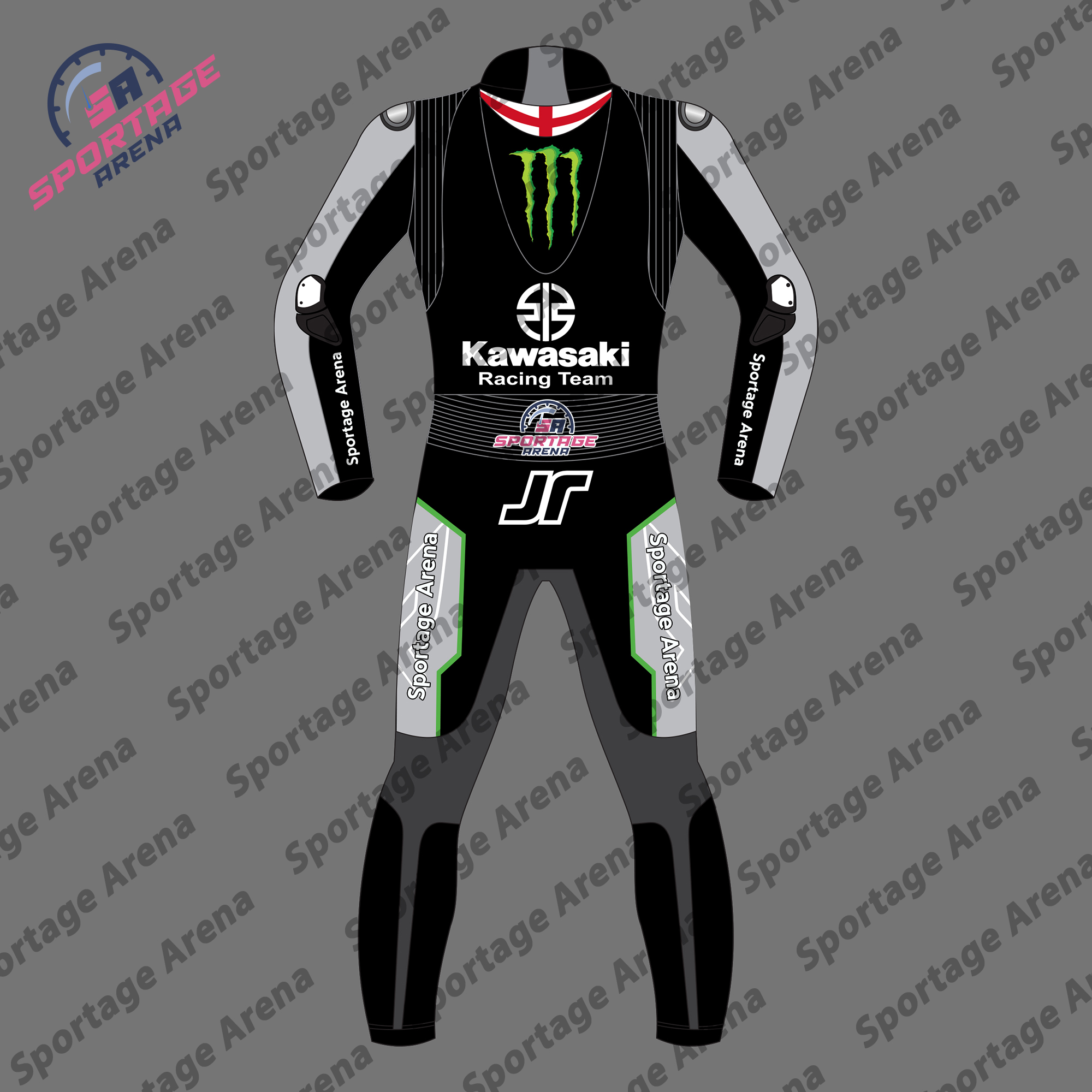 Jonathan Rea Winter Test 2023 Kawasaki Race Leather Suit Back Jonathan Rea Winter Test 2023 Kawasaki Race Leather Suit Back