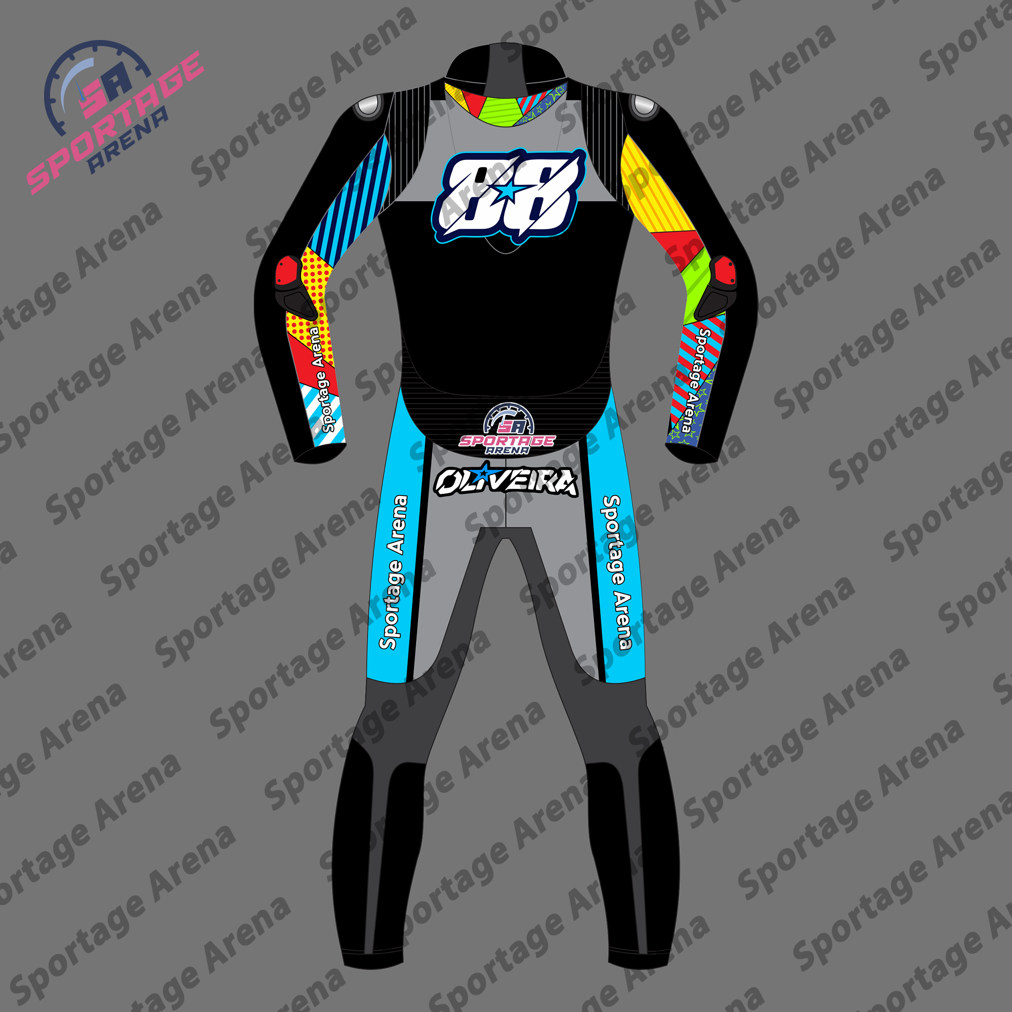 Miguel Oliveira for Street Riding Winter Test 2023 Leather Suit Back Miguel Oliveira for Street Riding Winter Test 2023 Leather Suit Back