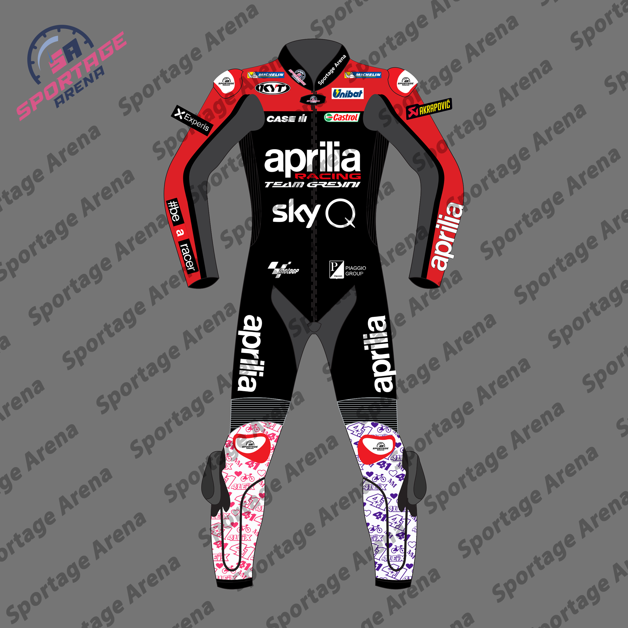 Aleix Espargaro MotoGP 2022 Aprilia Racing Leather Suit Front Aleix Espargaro MotoGP 2022 Aprilia Racing Leather Suit Front