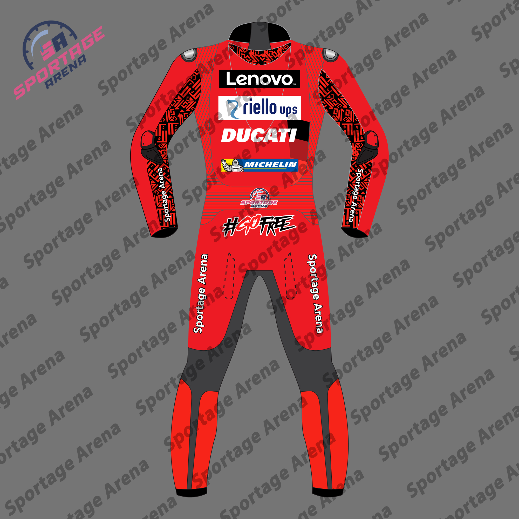 Francesco Bagnaia Ducati MotoGP 2022 Motorcycle Suit Back Francesco Bagnaia Ducati MotoGP 2022 Motorcycle Suit Back