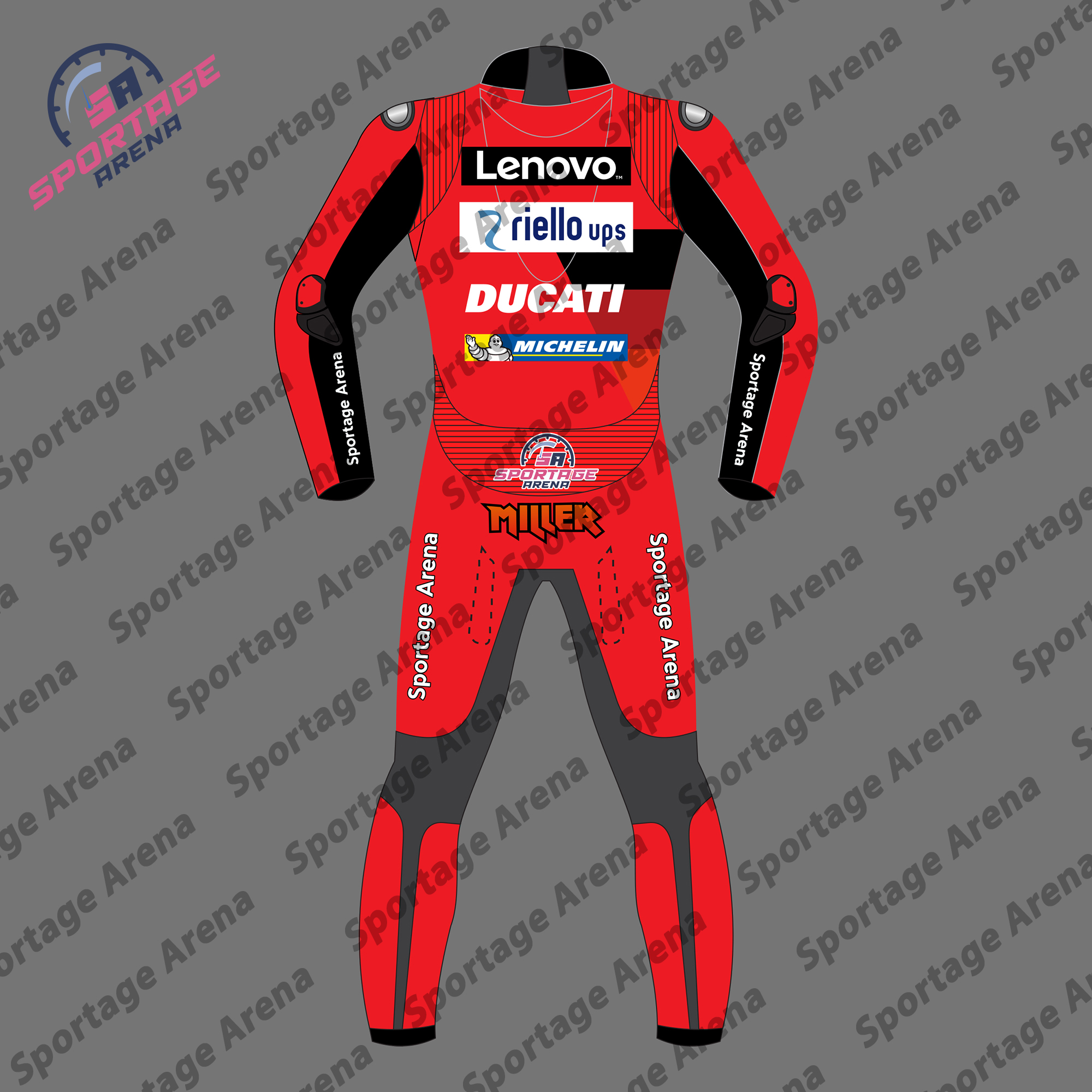 Jack Miller Ducati Lenovo MotoGP 2022 Motorcycle Riding Suit Back Jack Miller Ducati Lenovo MotoGP 2022 Motorcycle Riding Suit Back