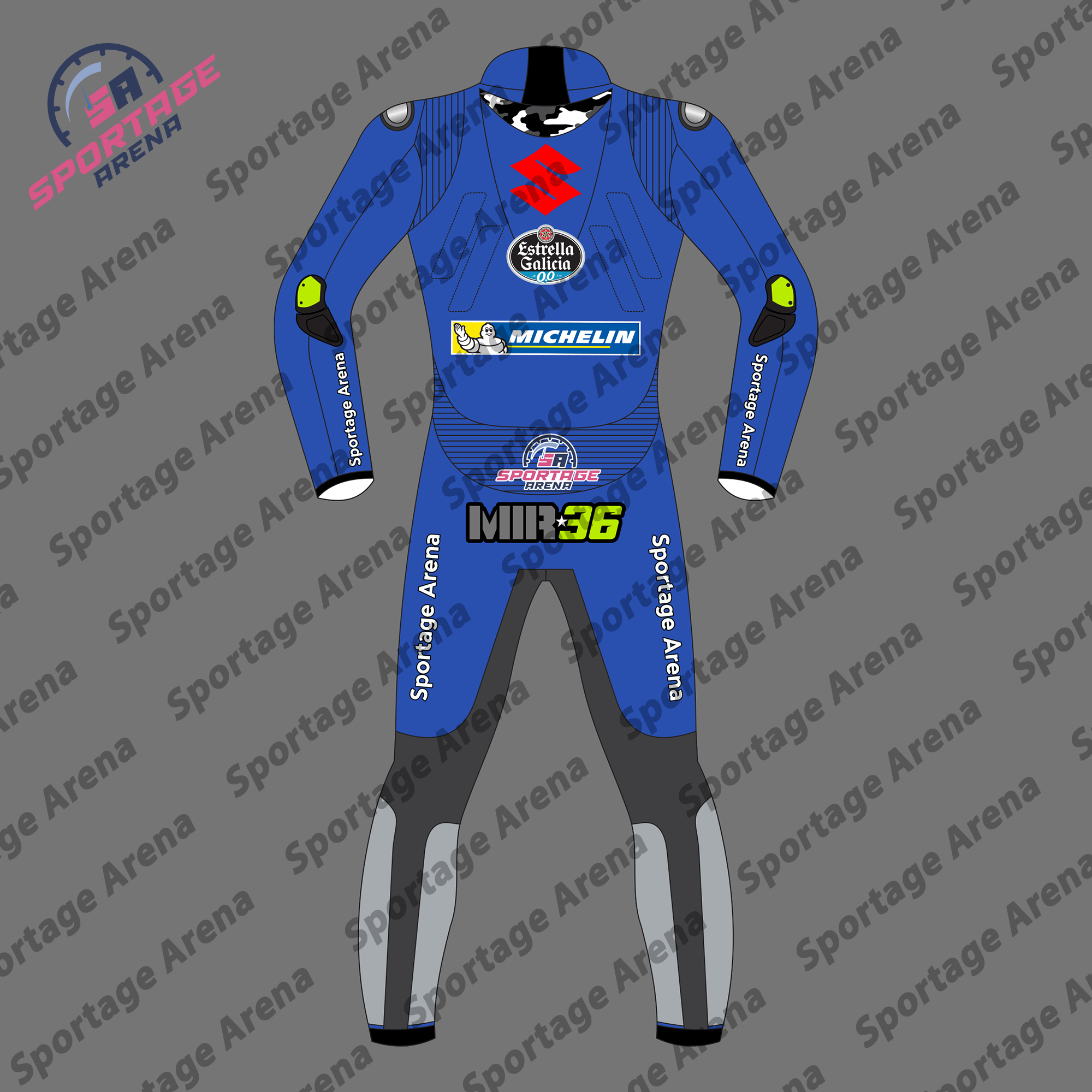 Joan Mir Team Suzuki MotoGP 2022 Motorbike Leather Race Suit Back Joan Mir Team Suzuki MotoGP 2022 Motorbike Leather Race Suit Back