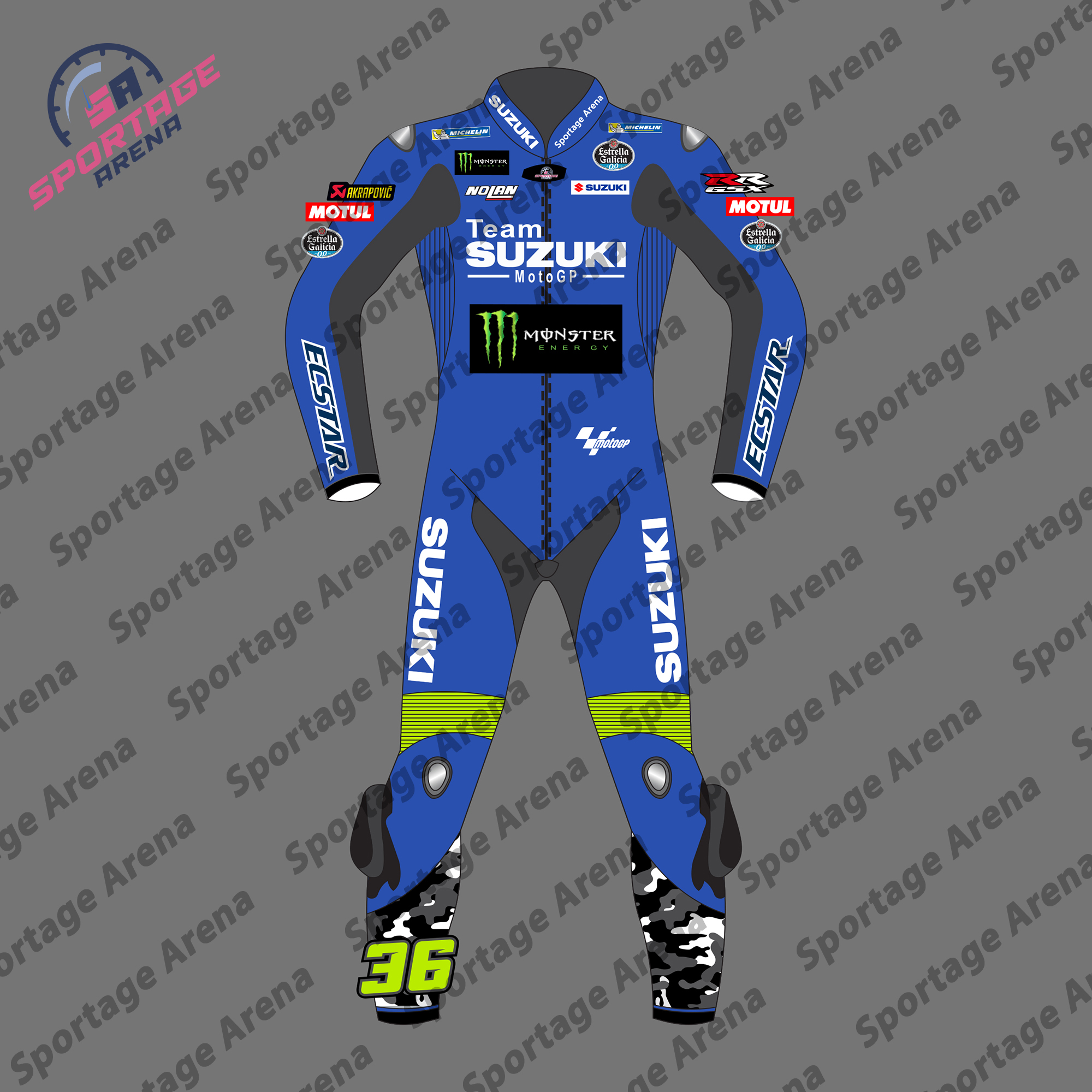 Joan Mir Team Suzuki MotoGP 2022 Motorbike Leather Race Suit Front Joan Mir Team Suzuki MotoGP 2022 Motorbike Leather Race Suit Front