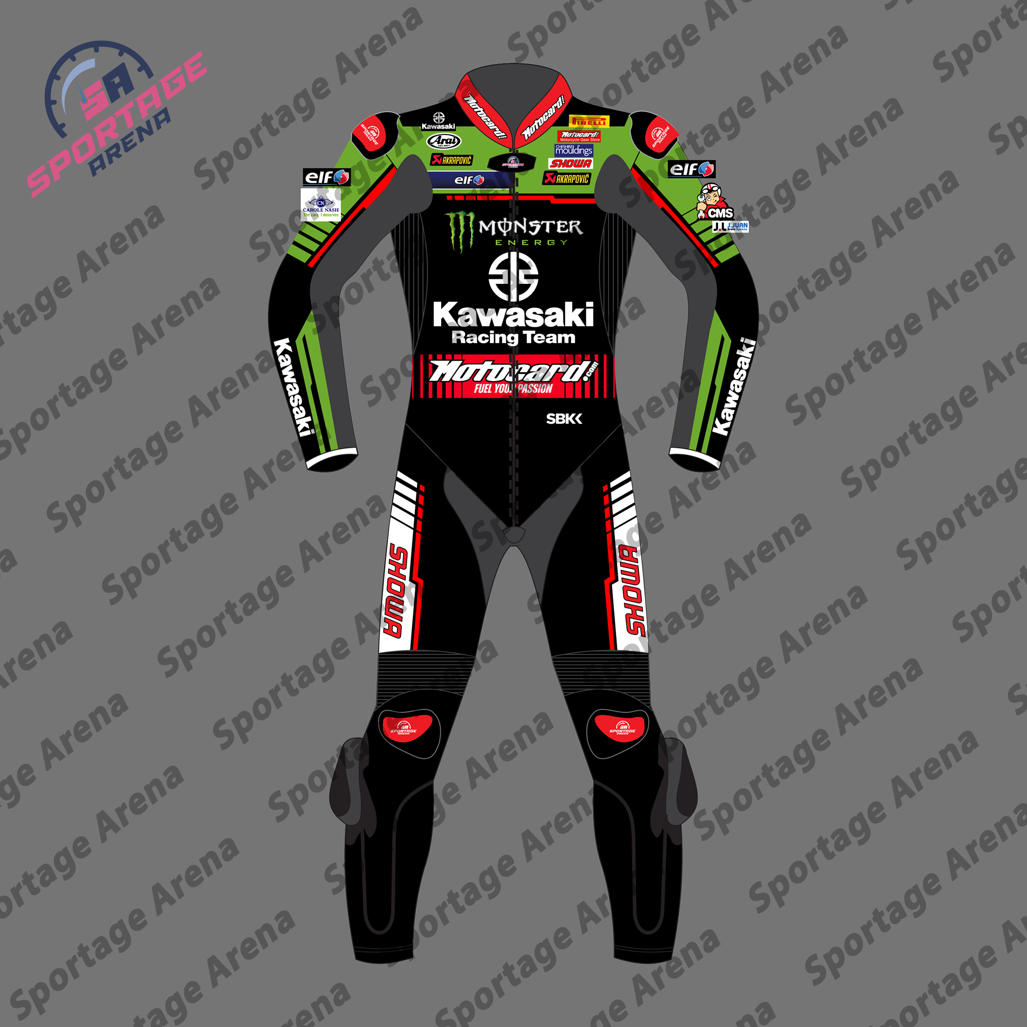 Jonathan Rea Team Kawasaki WSBK 2022 Motorcycle Racing Suit Front Jonathan Rea Team Kawasaki WSBK 2022 Motorcycle Racing Suit Front