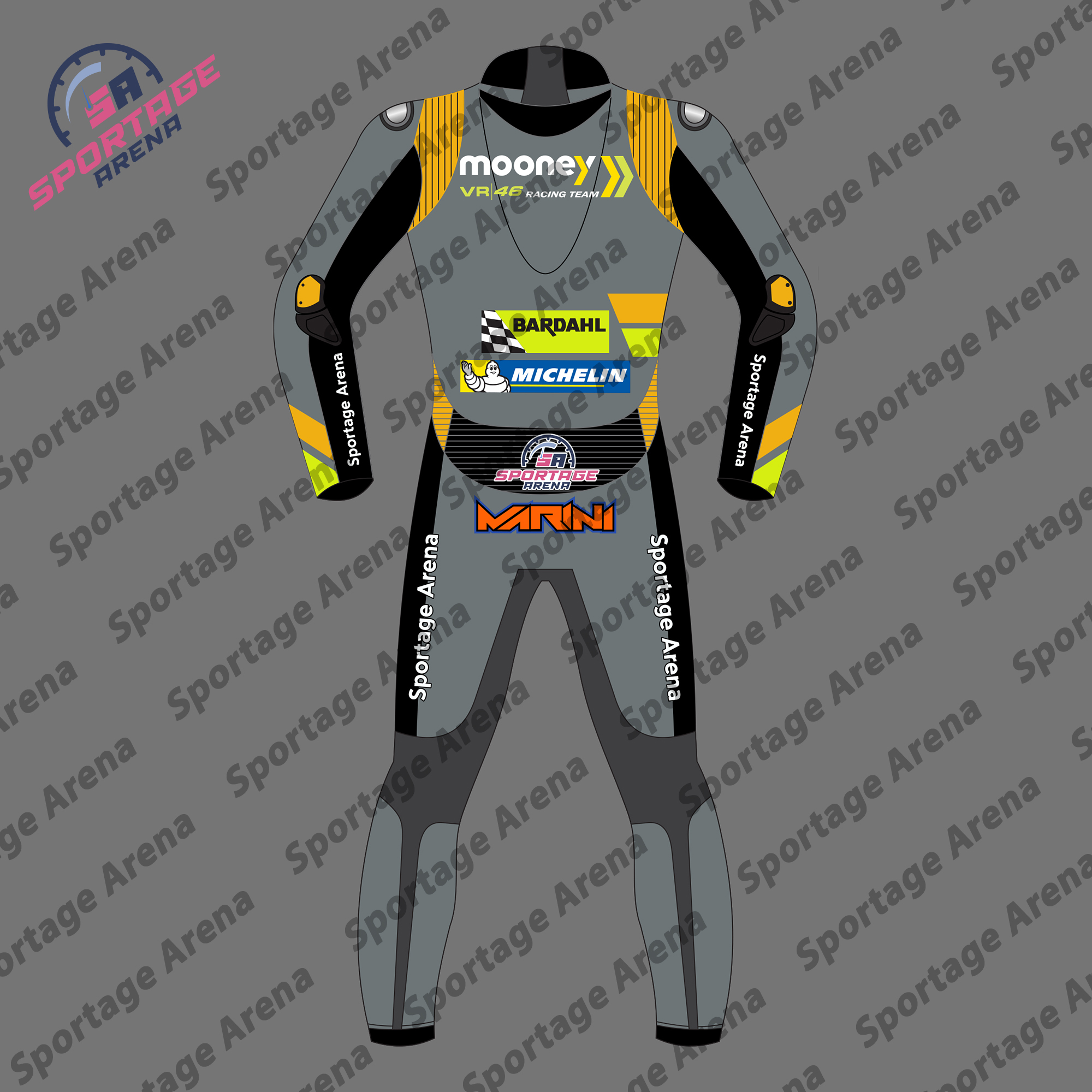 Luca Marini MotoGP 2022 Mooney VR46 Racing Leather Suit Back Luca Marini MotoGP 2022 Mooney VR46 Racing Leather Suit Back