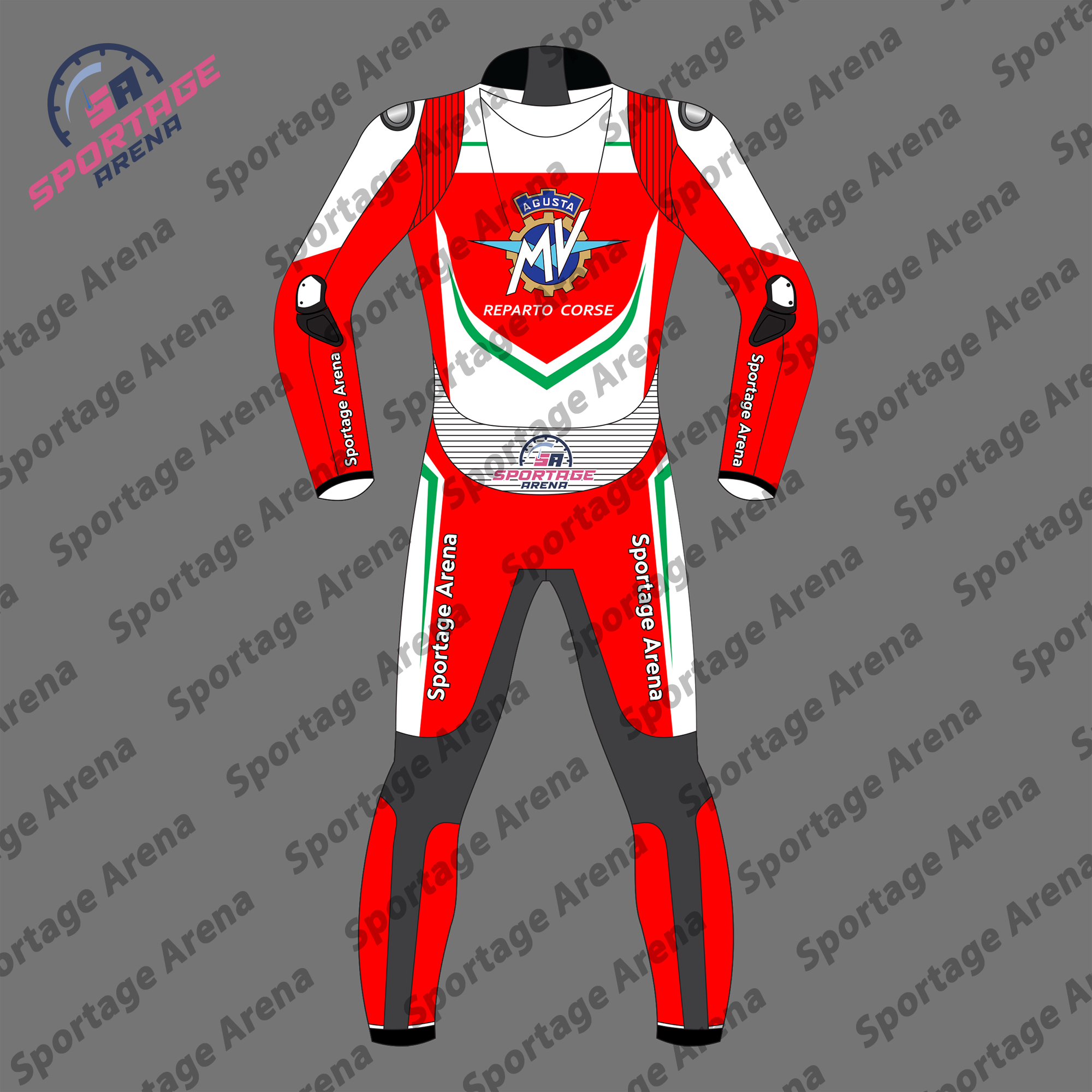 MV Agusta Reparto Corse 2022 Riding Leather Suit Back MV Agusta Reparto Corse 2022 Riding Leather Suit Back