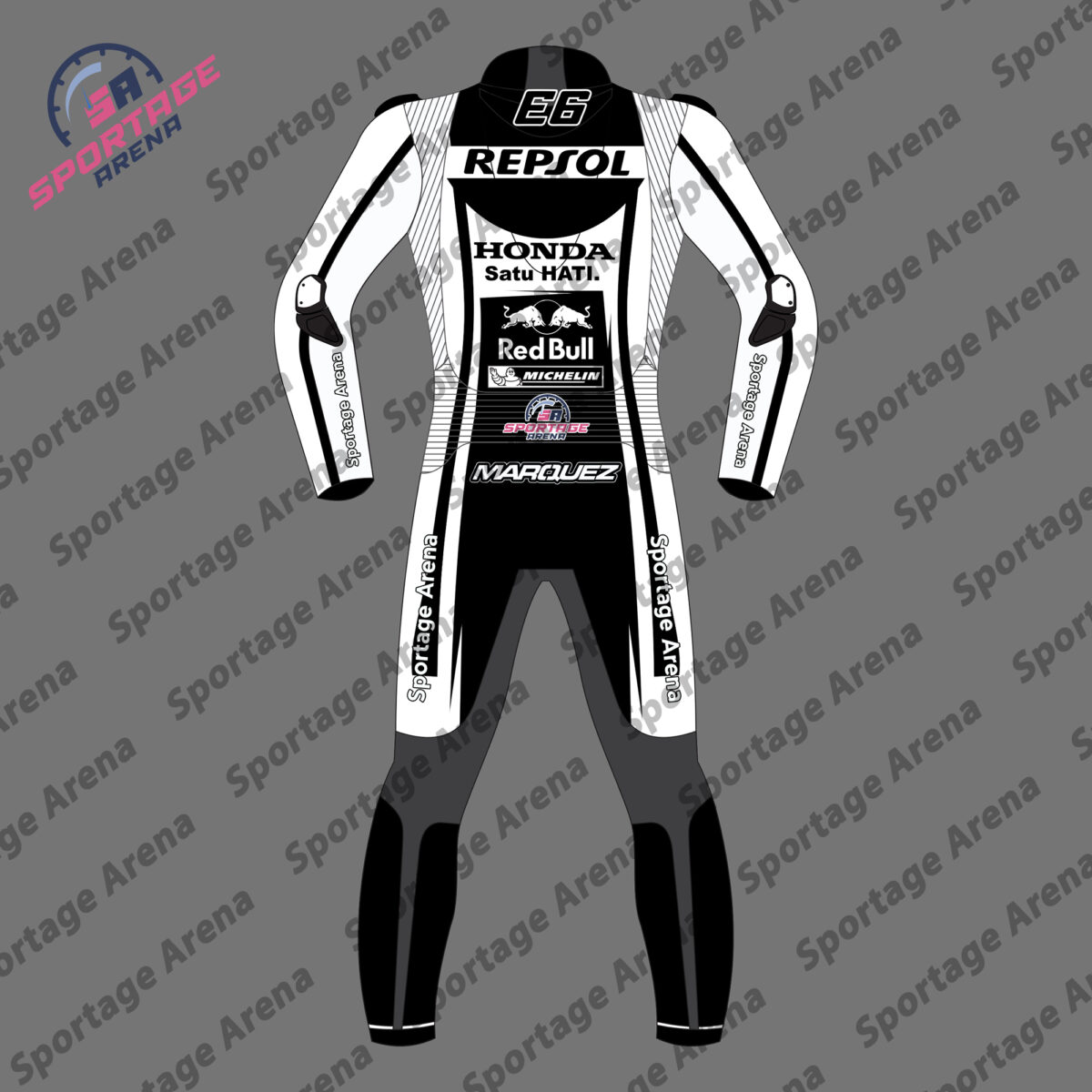 Marc Marquez Repsol 2022 Winter Test Motorcycle Leather Suit Back