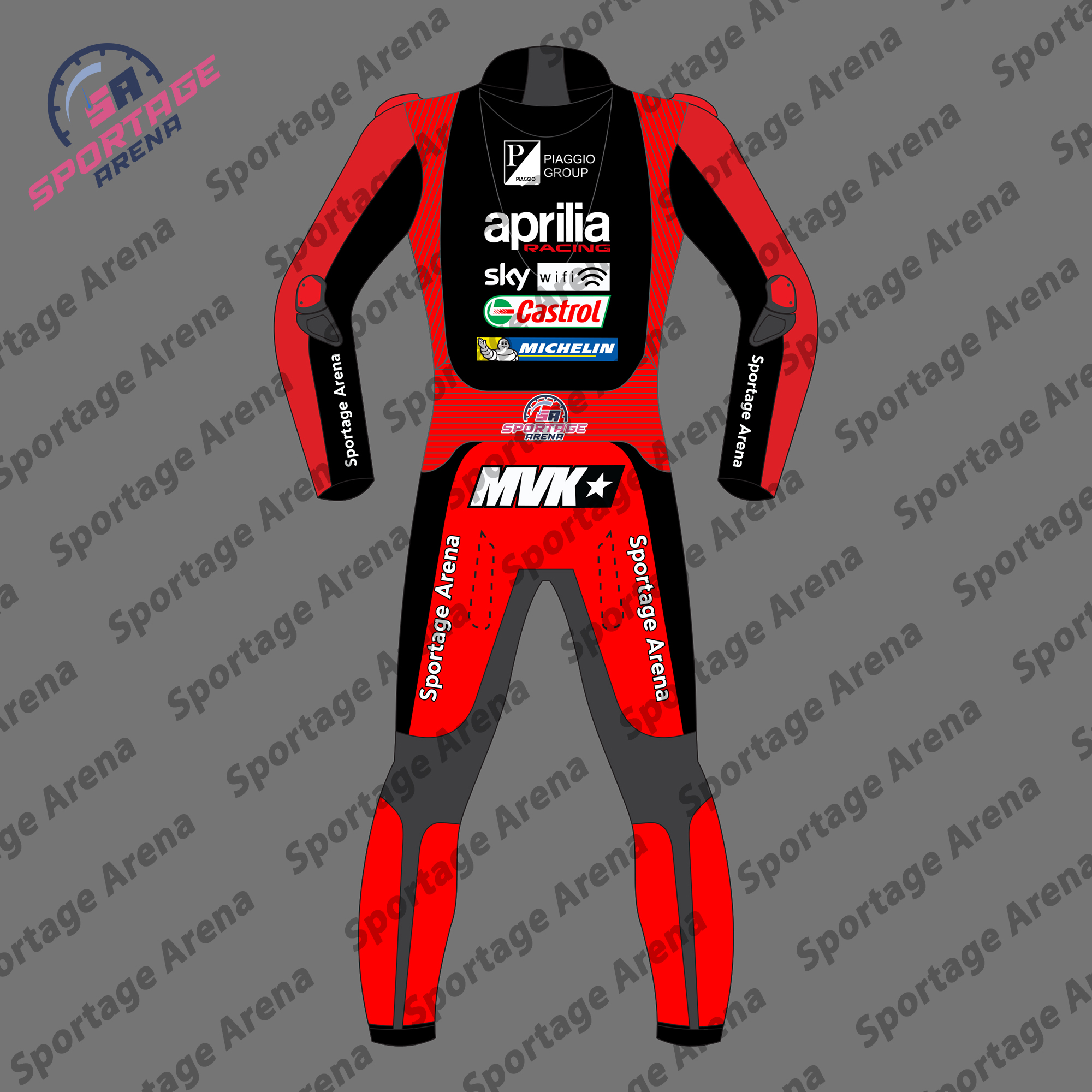 Maverick Vinales MotoGP 2022 Aprilia Motorbike Race Leather Suit Back Maverick Vinales MotoGP 2022 Aprilia Motorbike Race Leather Suit Back