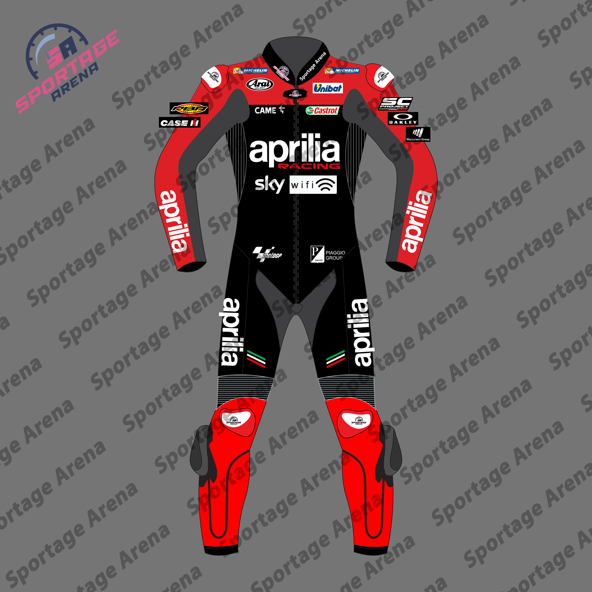 Maverick Vinales MotoGP 2022 Aprilia Motorbike Race Leather Suit Front Maverick Vinales MotoGP 2022 Aprilia Motorbike Race Leather Suit Front