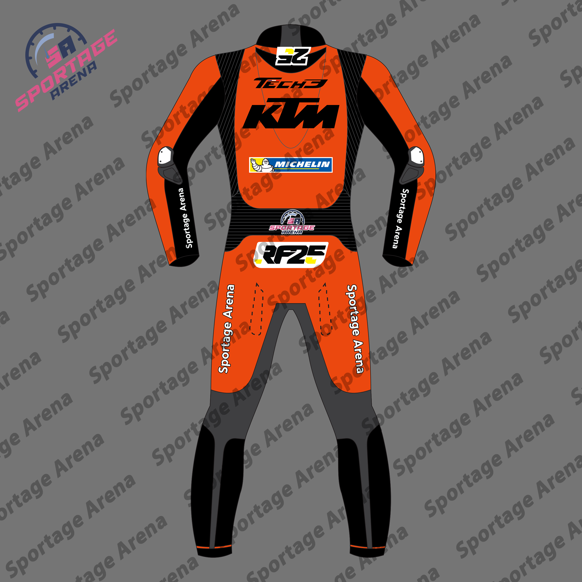 Raul Fernandez Tech3 KTM MotoGP 2022 Motorcycle Leather Racing Suit Back Raul Fernandez Tech3 KTM MotoGP 2022 Motorcycle Leather Racing Suit Back
