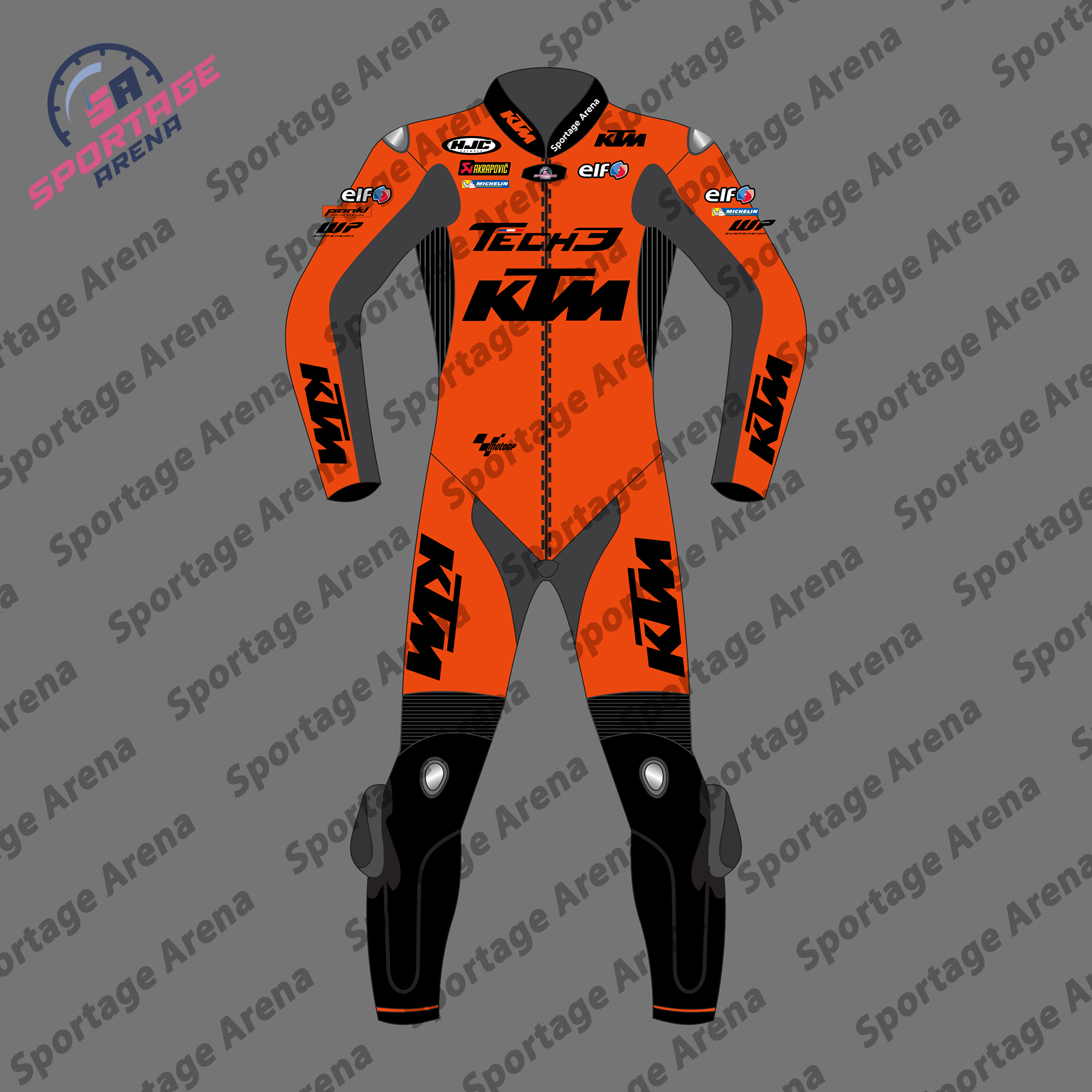 Raul Fernandez Tech3 KTM MotoGP 2022 Motorcycle Leather Racing Suit Front Raul Fernandez Tech3 KTM MotoGP 2022 Motorcycle Leather Racing Suit Front